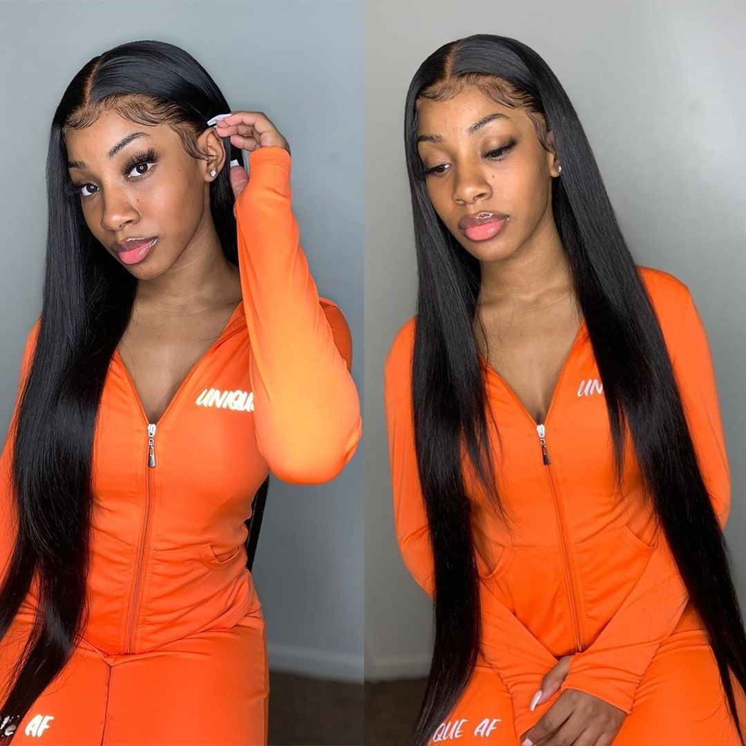 13x4 4x4 HD Transparent Lace Front Straight Hair Wig Human Hair for Black Woman