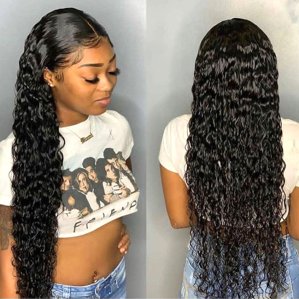 13x4 HD Transparent Water Wave Wig 200% 250% Wet And Wavy Lace Front Human Hair Wigs