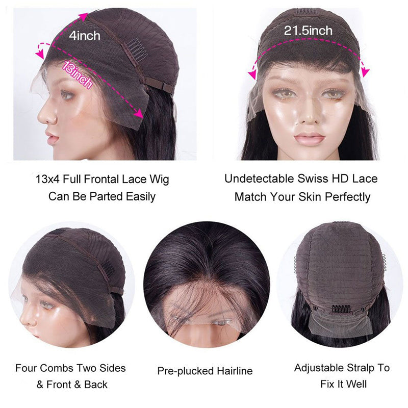 200 250 Density Small Cap Wigs For Small Petite Heads 13x4 Lace Frontal Human Hair Wig
