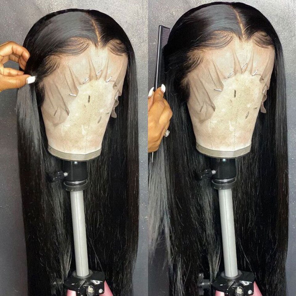 13x4 Glueless HD Transparent Straight Lace Front Human Hair Wigs
