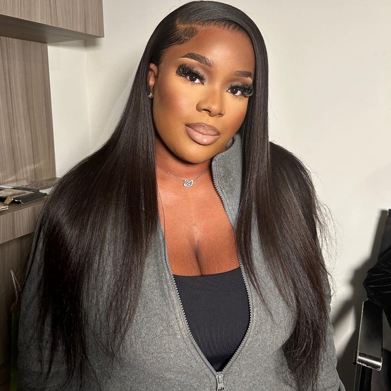 200% 250% Density 13x4 HD Transparent Straight Lace Front Human Hair Wigs