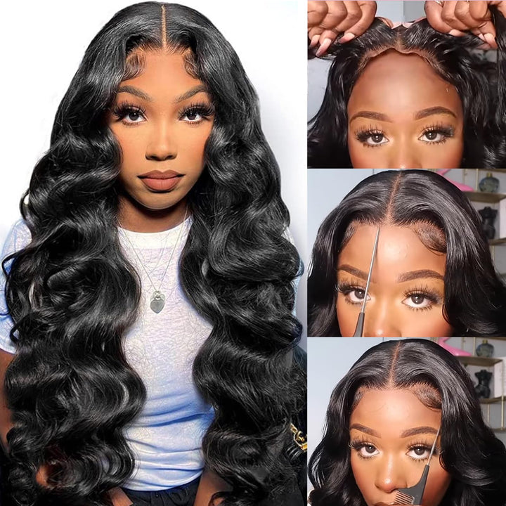 180 Density Pre Everything Wear And Go Glueless Straight Body Wave Deep Wave Wigs For Beginner Friendly
