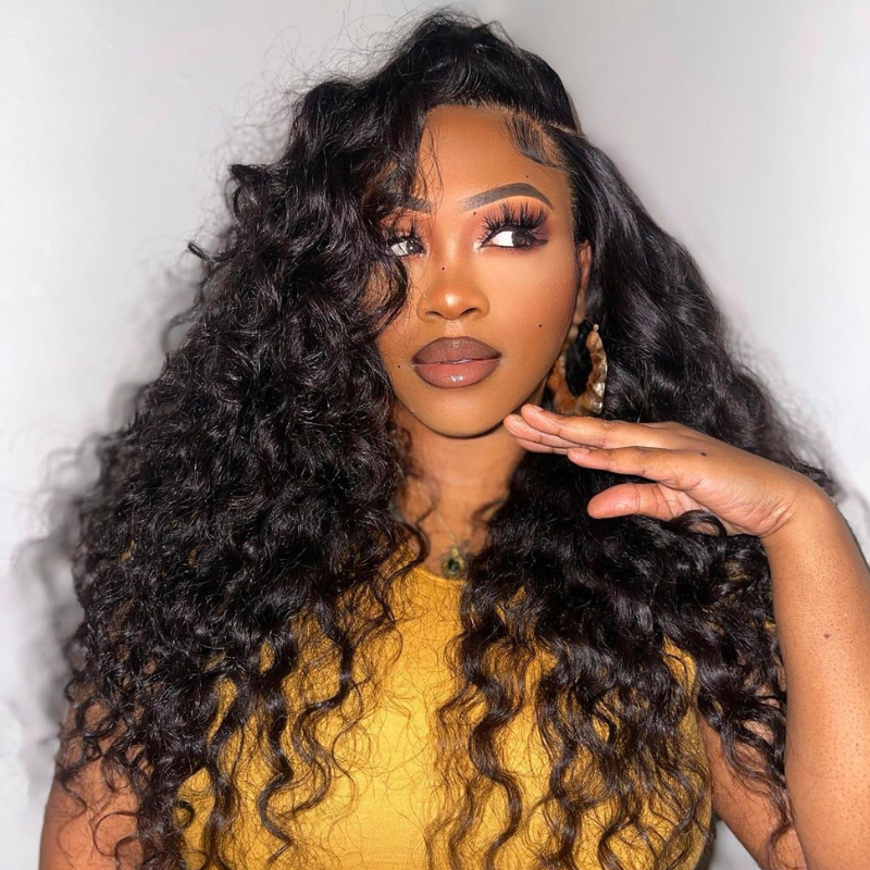 13 by 4 13 by 6 Lace Frontal Wand Curls Loose Deep Wave Human Hair Wig