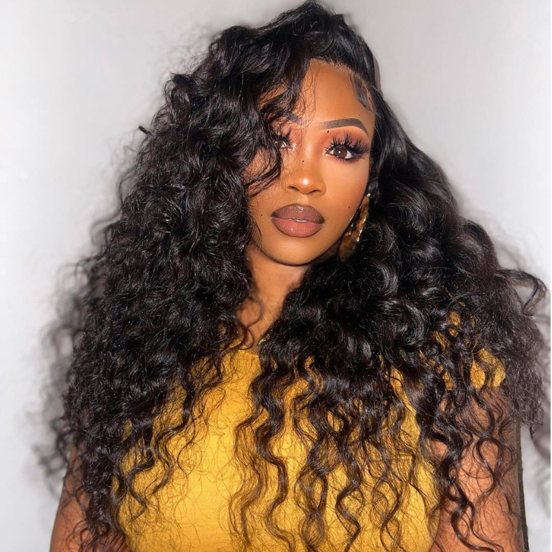 13 by 4 13 by 6 Lace Frontal Wand Curls Loose Deep Wave Human Hair Wig