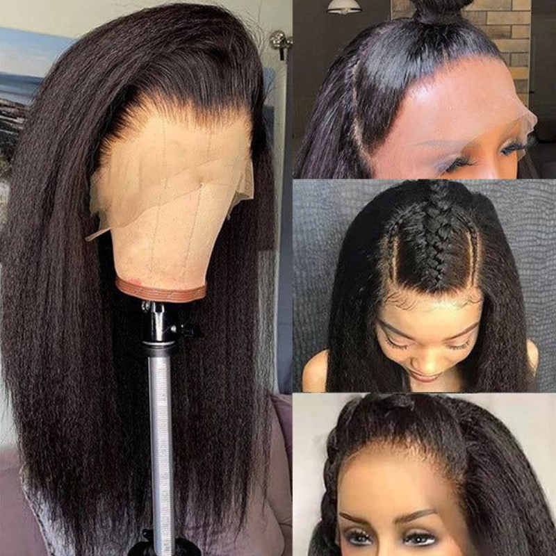 13x6 13x4 HD Lace Front Kinky Straight Yaki Human Hair Wigs
