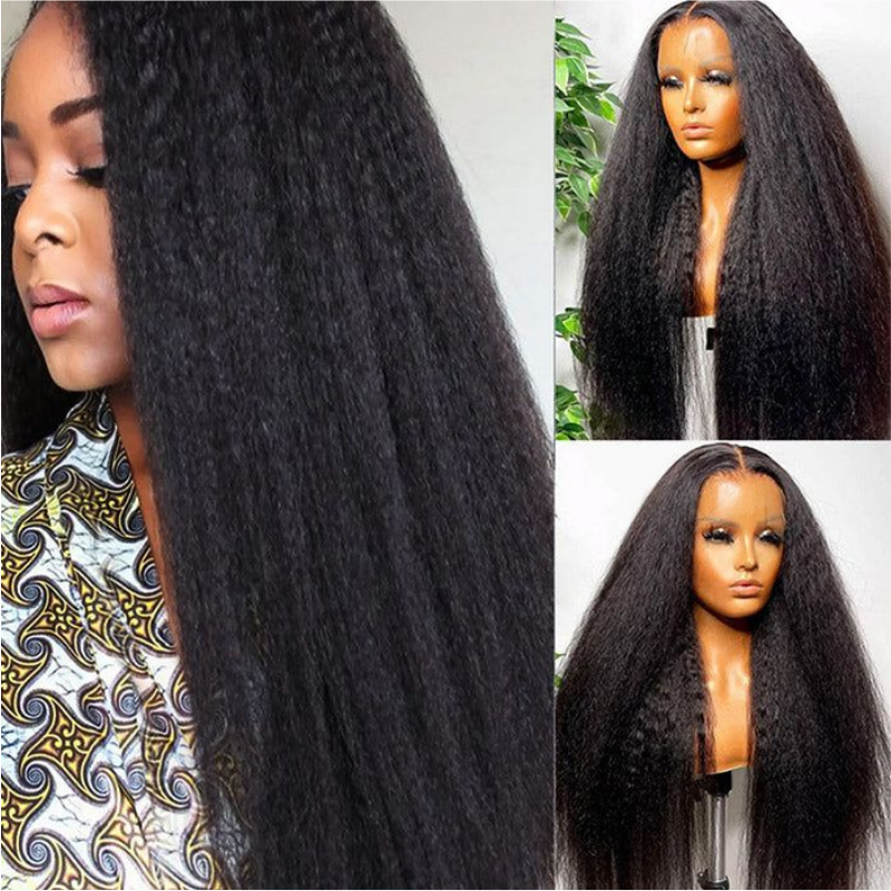 13x6 13x4 HD Lace Front Kinky Straight Yaki Human Hair Wigs
