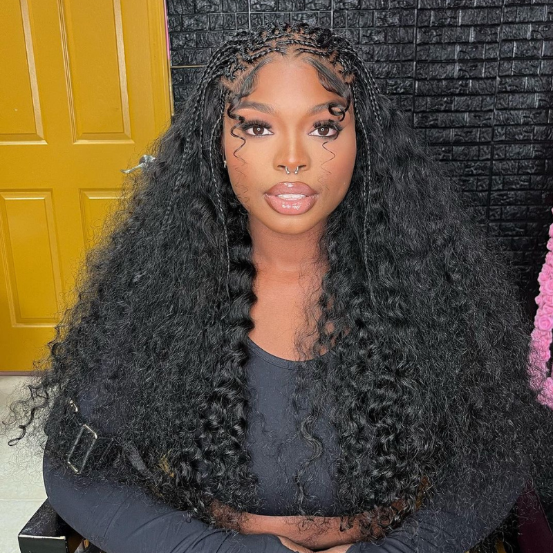 13x4 13x6 Pre Braided Lace Frontal Wig Deep Wave Fulani braid Human Hair Wigs