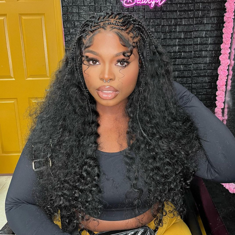 13x4 13x6 Pre Braided Lace Frontal Wig Deep Wave Fulani braid Human Hair Wigs