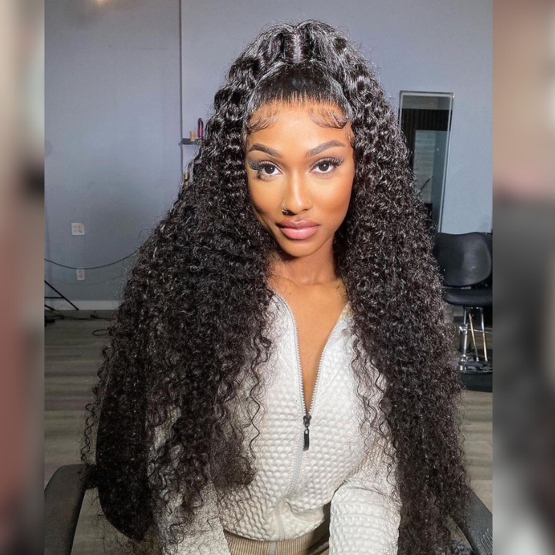 Pre-Everything Pre Cut Pre Plucked Pre Bleached Wear Go Glueless 13X4 Lace Front Curly Hair Wigs