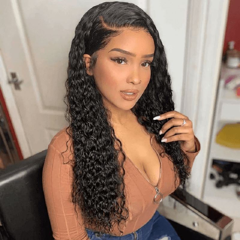 200 250 Density 13x6 Lace Front Water Wave Human Hair Wigs