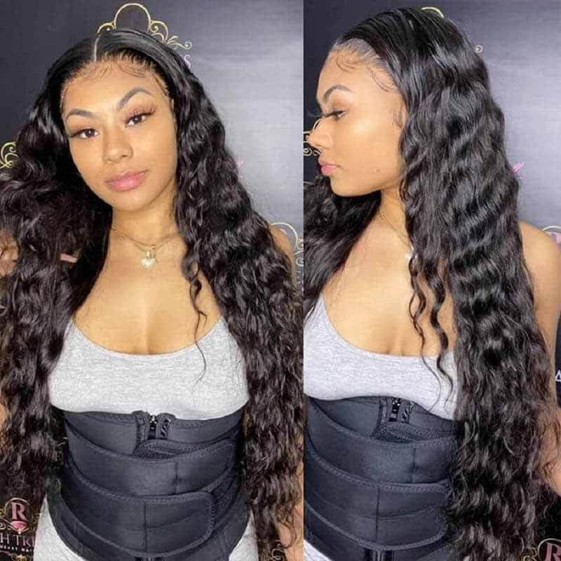 13x4 Loose Deep Wave Wig 180% HD Transparent Lace Frontal Human Hair Wigs Pre-Plucked With Baby Hair