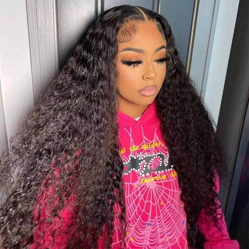 13x4 Water Wave Lace Front Wigs Human Hair Wigs 180% Density Pre Plucked With Baby Hair Wet And Wavy HD Transparent Human Hair Wigs