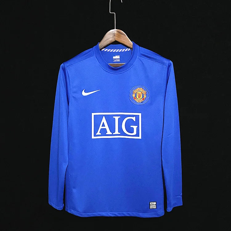 2007-2008 Manchester United Retro Long Sleeve Away Shirt - Blue