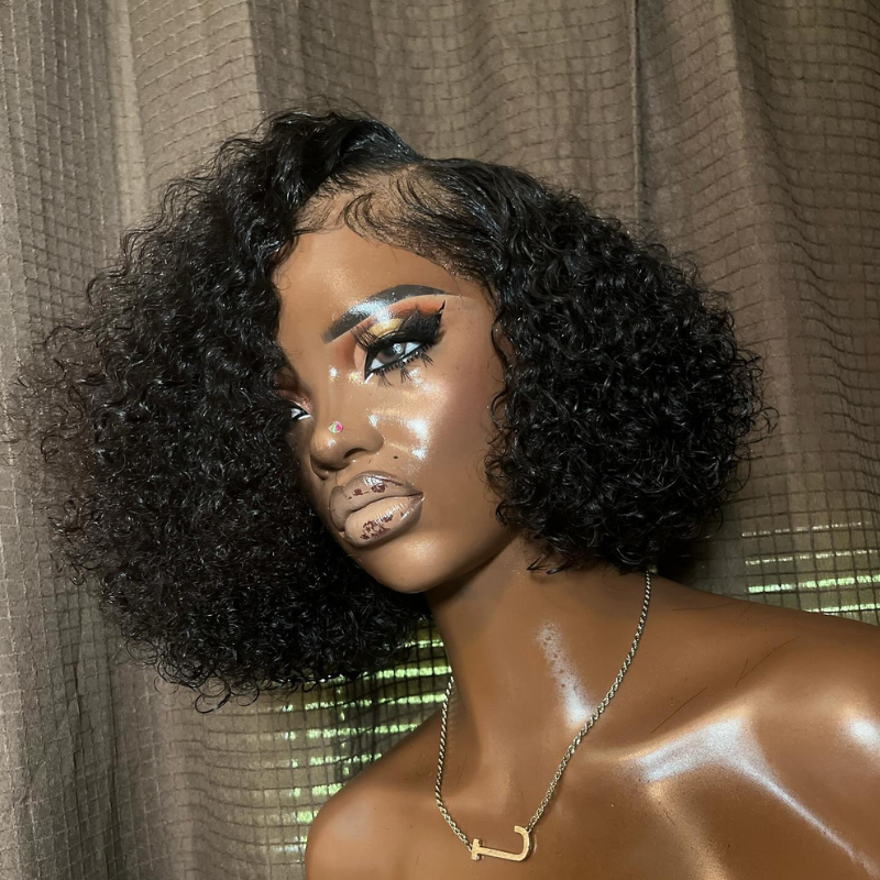 Short Bob Kinky Curly Wig 13x4 Lace Front Human Hair Wigs
