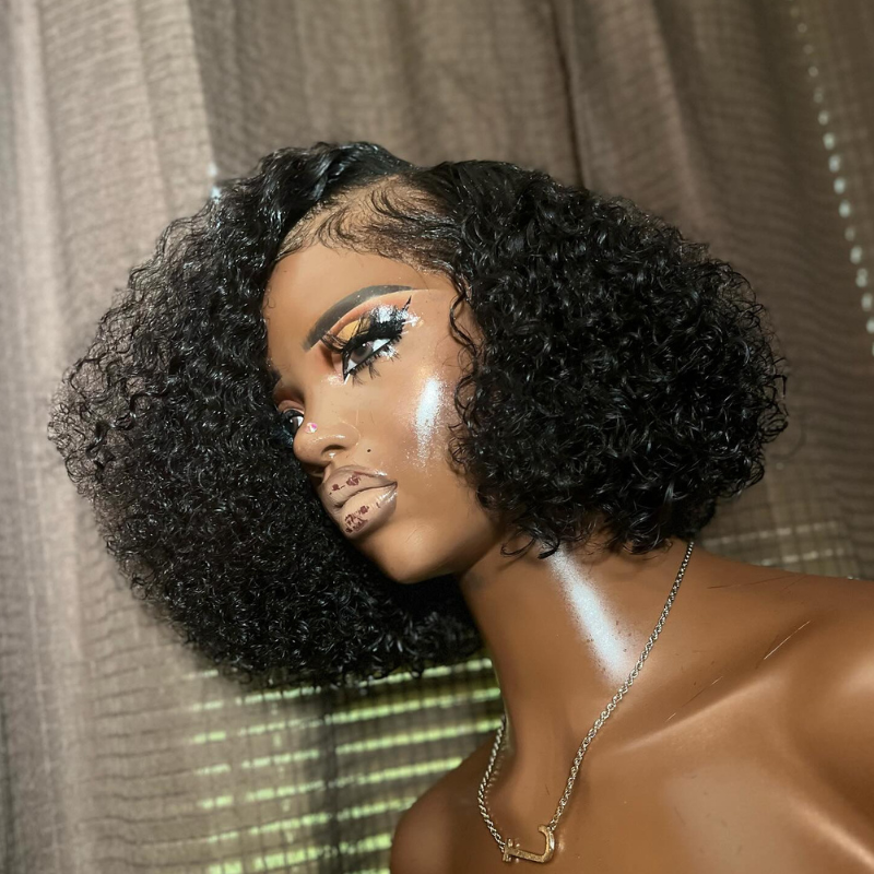 Short Bob Kinky Curly Wig 13x4 Lace Front Human Hair Wigs