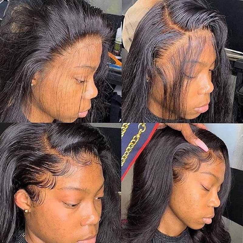 200% 250% Density 13x4 HD Transparent Straight Lace Front Human Hair Wigs