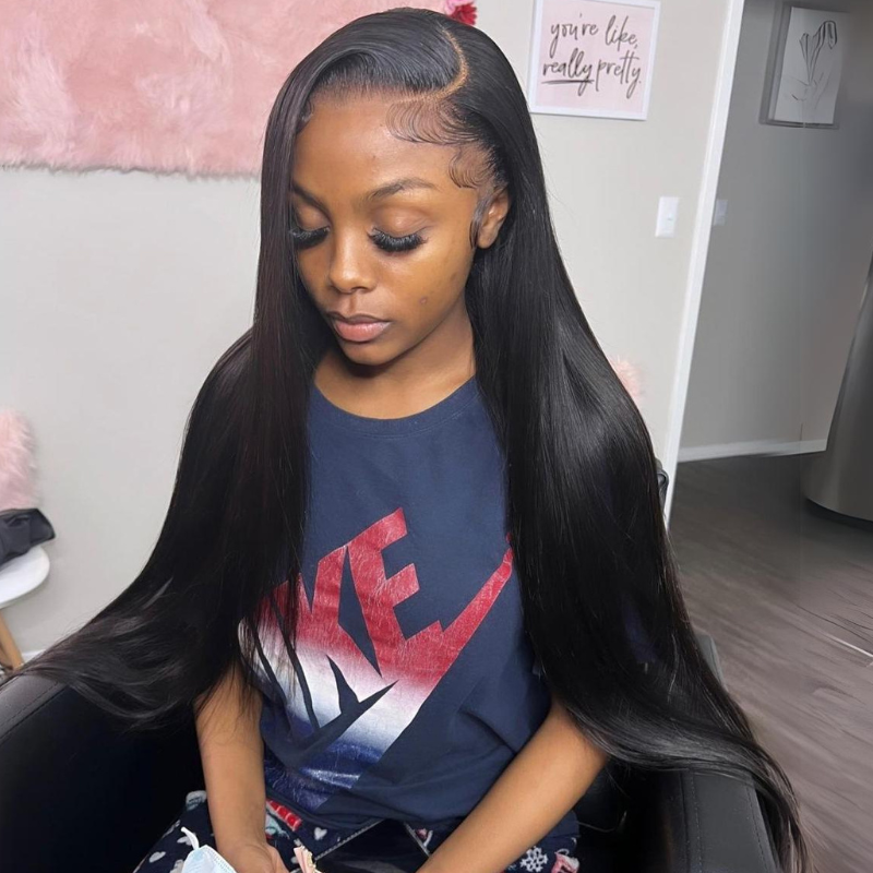 Side C Part Straight Human Hair Wig 250% Density 13x4 HD Lace Frontal Wigs