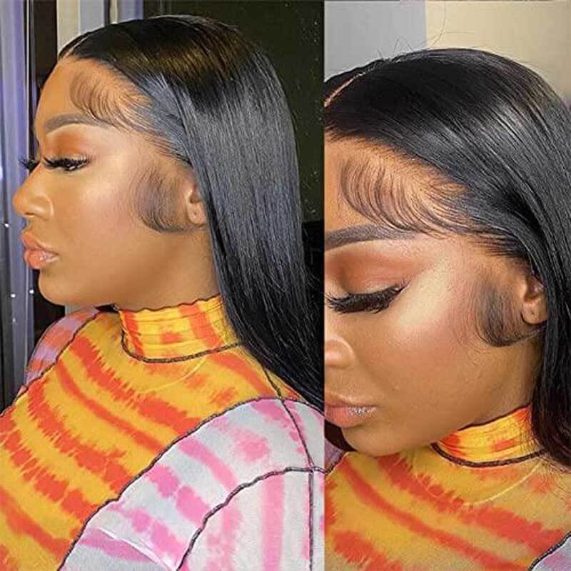 13x4 Glueless HD Transparent Straight Lace Front Human Hair Wigs