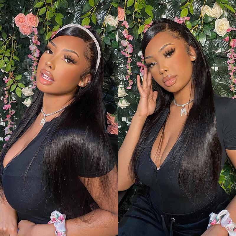13x4 4x4 HD Transparent Lace Front Straight Hair Wig Human Hair for Black Woman