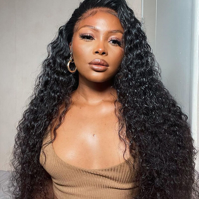200 250 Density 13x6 Lace Front Water Wave Human Hair Wigs