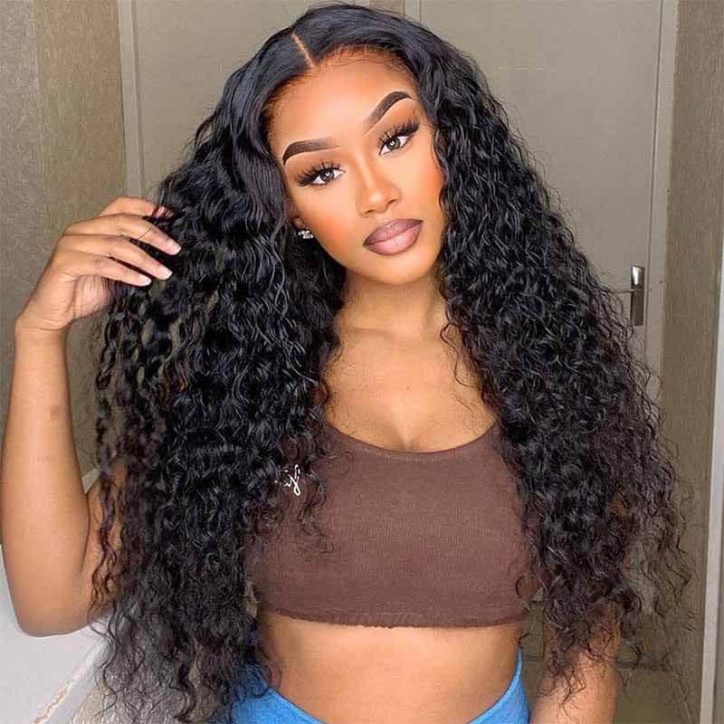 13x4 Water Wave Lace Front Wigs Human Hair Wigs 180% Density Pre Plucked With Baby Hair Wet And Wavy HD Transparent Human Hair Wigs