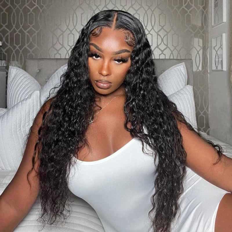 13x4 Glueless Water Wave Lace Front Wig HD Transparent Lace Human Hair Wigs