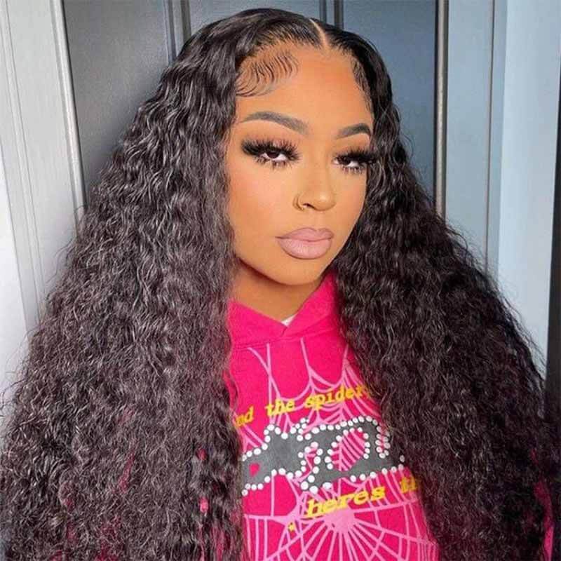 13x4 Water Wave Lace Front Wigs Human Hair Wigs 180% Density Pre Plucked With Baby Hair Wet And Wavy HD Transparent Human Hair Wigs