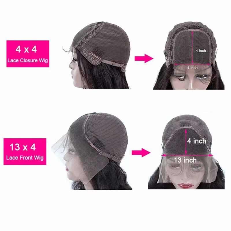 4x4 13x4 Deep Wave Lace Front Wig Curly HD Transparent Human Hair Lace Frontal Wigs