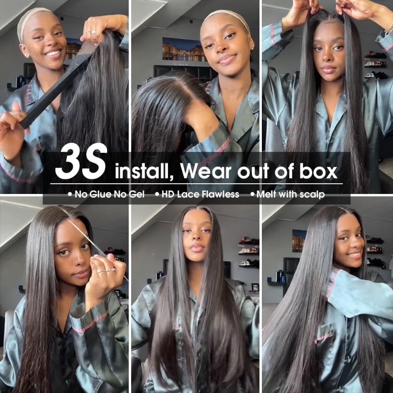 180 Density Pre Everything Wear And Go Glueless Straight Body Wave Deep Wave Wigs For Beginner Friendly