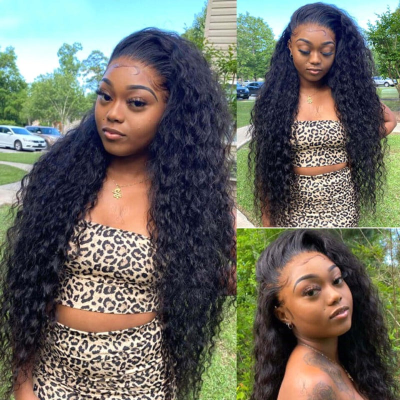13x4 Water Wave Lace Front Wigs Human Hair Wigs 180% Density Pre Plucked With Baby Hair Wet And Wavy HD Transparent Human Hair Wigs