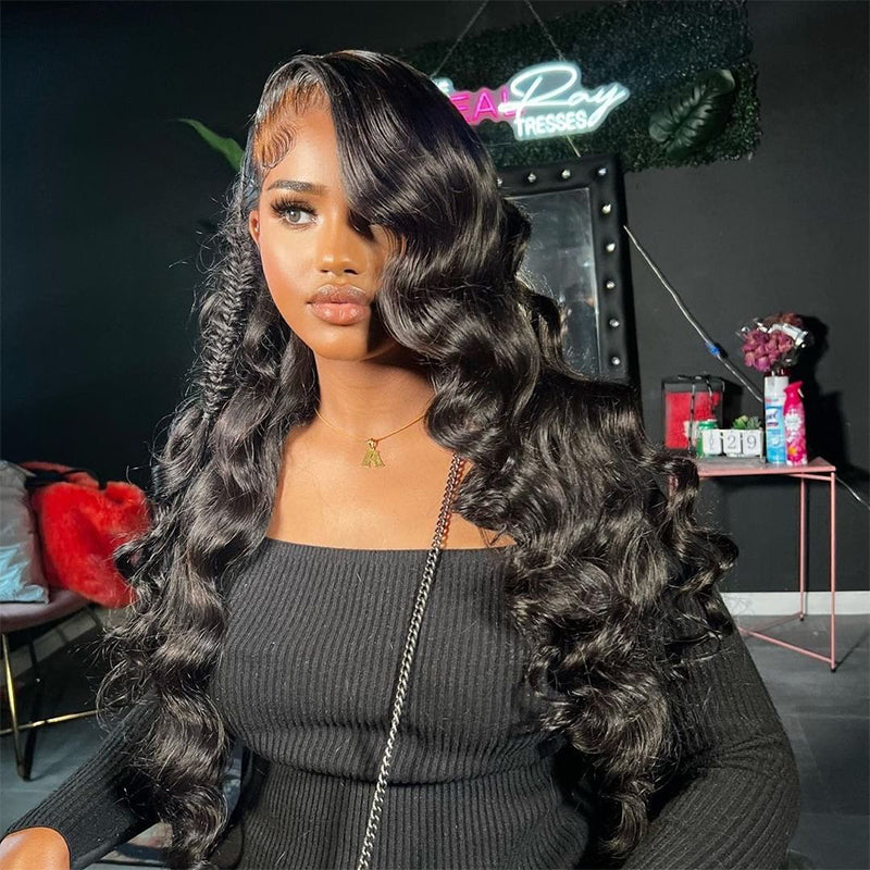 250 300 Density Wand Curls 13x4 Transparent Lace Front Loose Wave Virgin Human Hair Wigs