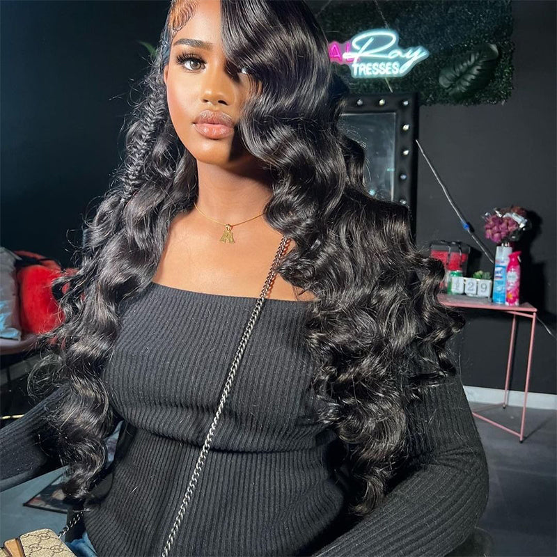 250 300 Density Wand Curls 13x4 Transparent Lace Front Loose Wave Virgin Human Hair Wigs