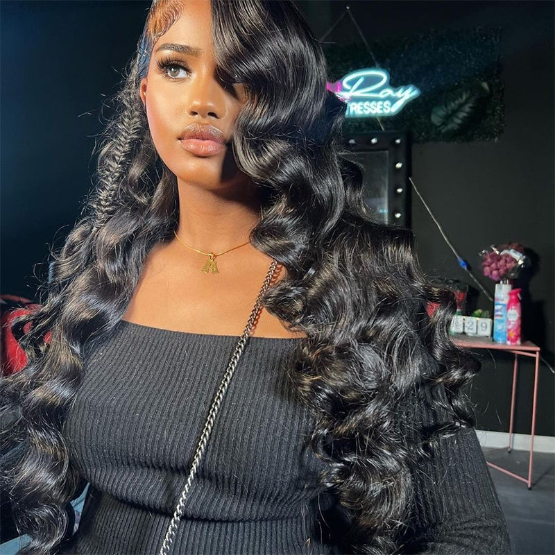 250 300 Density Wand Curls 13x4 Transparent Lace Front Loose Wave Virgin Human Hair Wigs