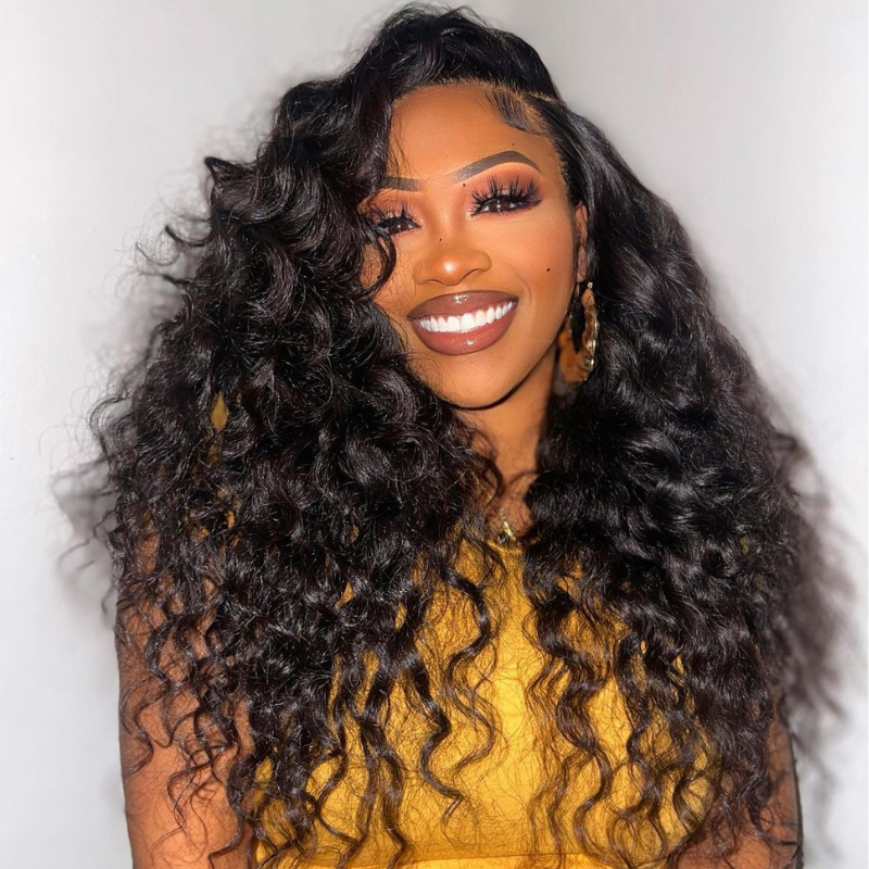 13 by 4 13 by 6 Lace Frontal Wand Curls Loose Deep Wave Human Hair Wig