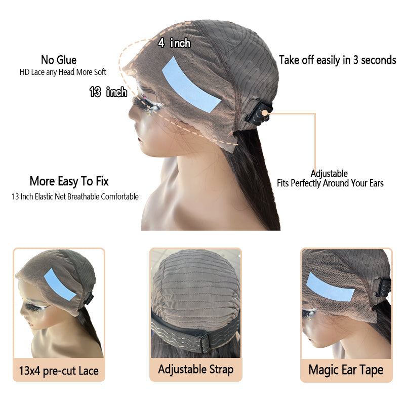 Pre-Everything Pre Cut Pre Plucked Pre Bleached Wear Go Glueless 13X4 Lace Front Curly Hair Wigs