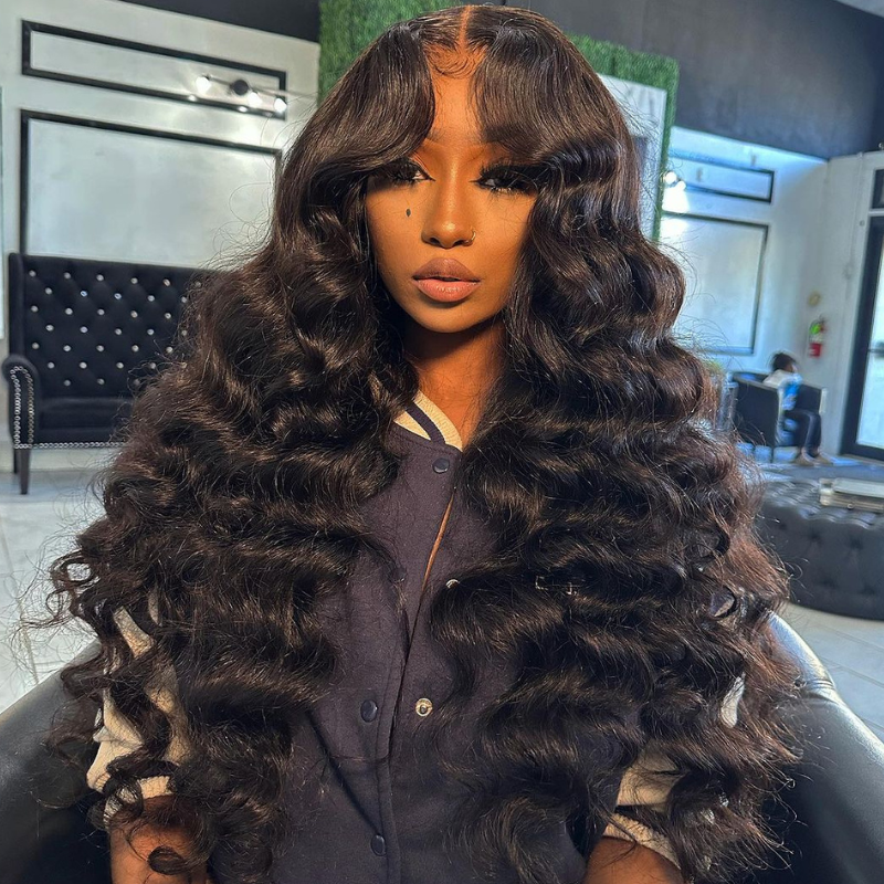 200 250 Density 13x6 Transparent Lace Front Loose Deep Wave Human Hair Wigs