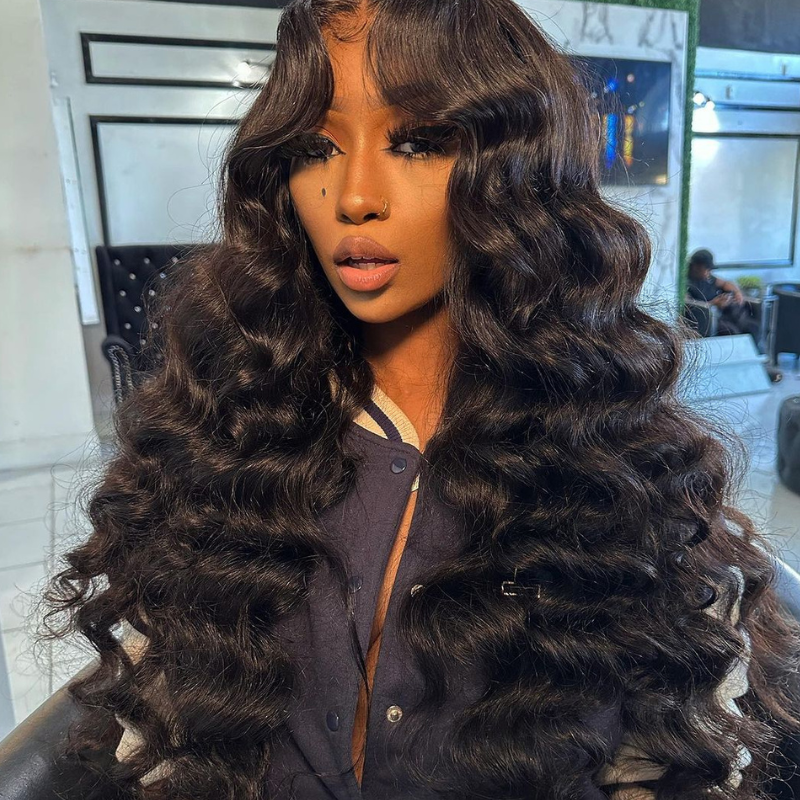 200 250 Density 13x6 Transparent Lace Front Loose Deep Wave Human Hair Wigs