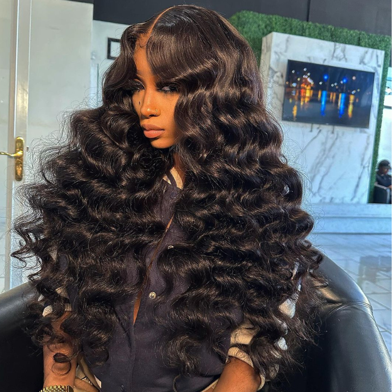 200 250 Density 13x6 Transparent Lace Front Loose Deep Wave Human Hair Wigs