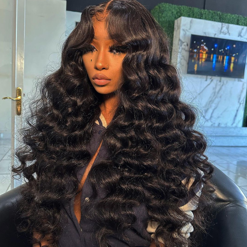 200 250 Density 13x6 Transparent Lace Front Loose Deep Wave Human Hair Wigs