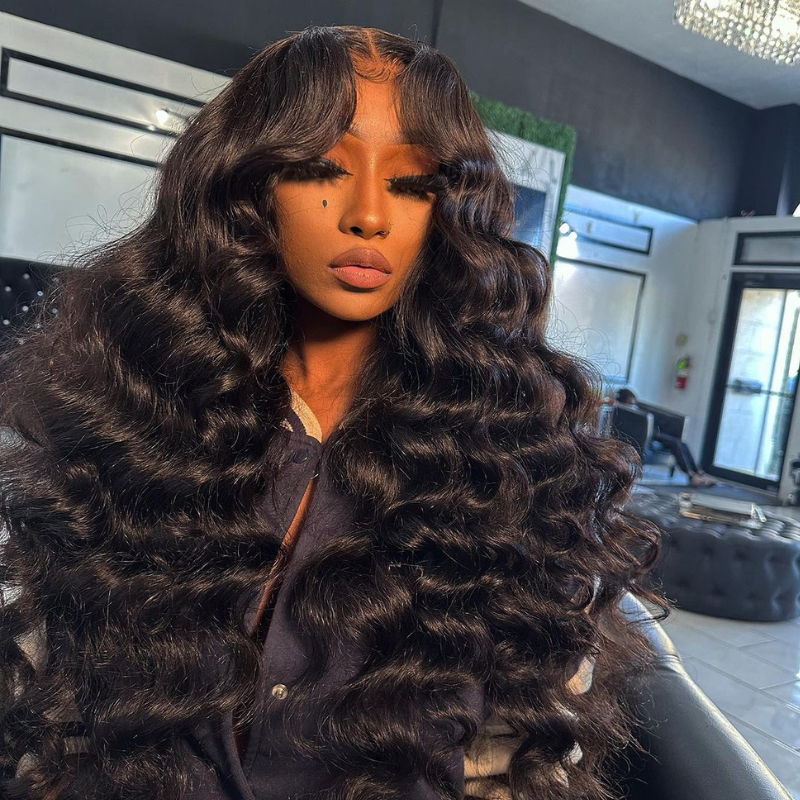 200 250 Density 13x6 Transparent Lace Front Loose Deep Wave Human Hair Wigs