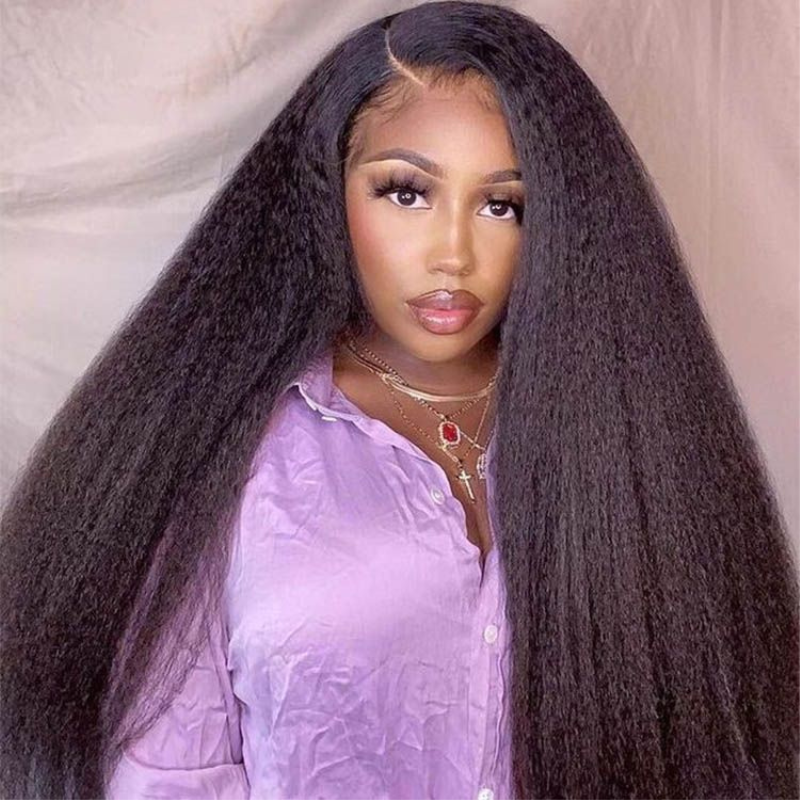 13x6 13x4 HD Lace Front Kinky Straight Yaki Human Hair Wigs