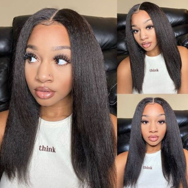 13x4 Kinky Straight Lace Front Wigs 180 Density HD Transparent Human Hair Wigs