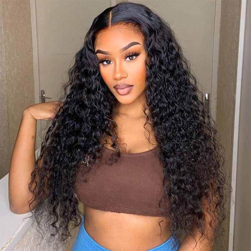 13x4 Water Wave Lace Front Wigs Human Hair Wigs 180% Density Pre Plucked With Baby Hair Wet And Wavy HD Transparent Human Hair Wigs