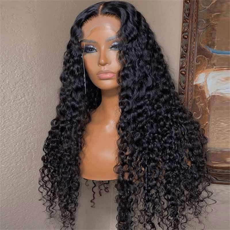4x4 13x4 Deep Wave Lace Front Wig Curly HD Transparent Human Hair Lace Frontal Wigs