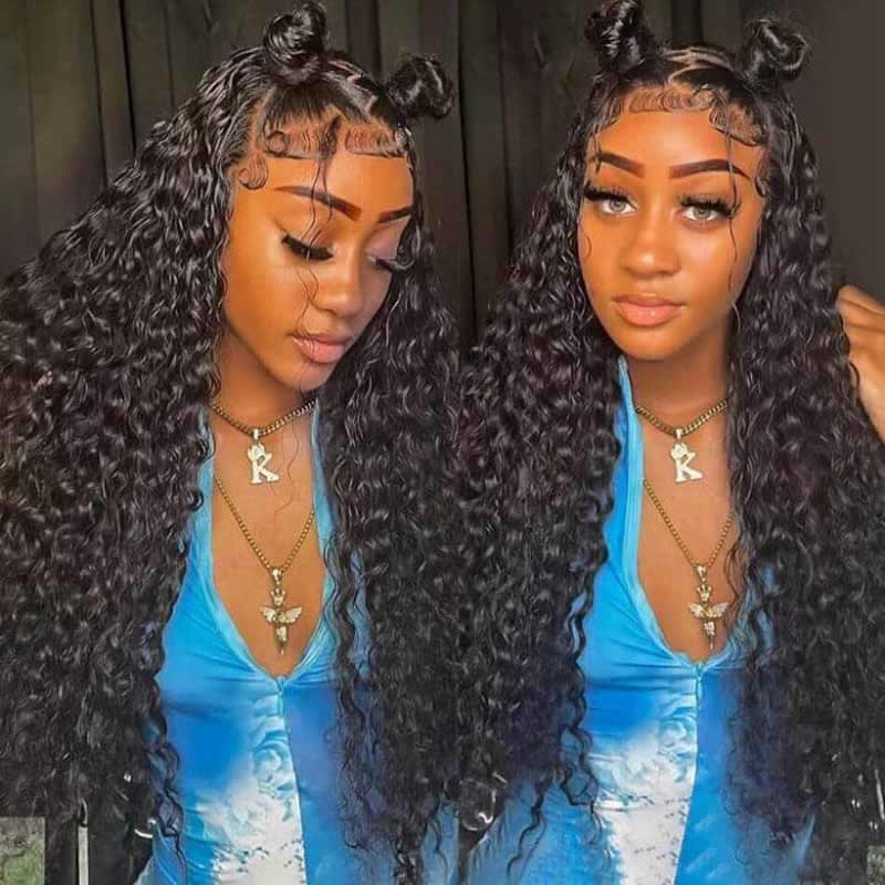 13x4 Glueless Water Wave Lace Front Wig HD Transparent Lace Human Hair Wigs