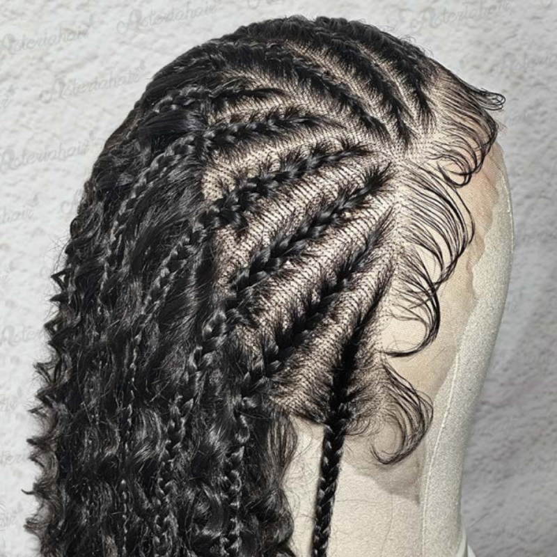 250% Density Deep Wave Braided Frontal Wig 13x4 13x6 Lace Frontal Human Hair Wigs