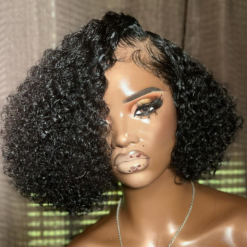 Short Bob Kinky Curly Wig 13x4 Lace Front Human Hair Wigs