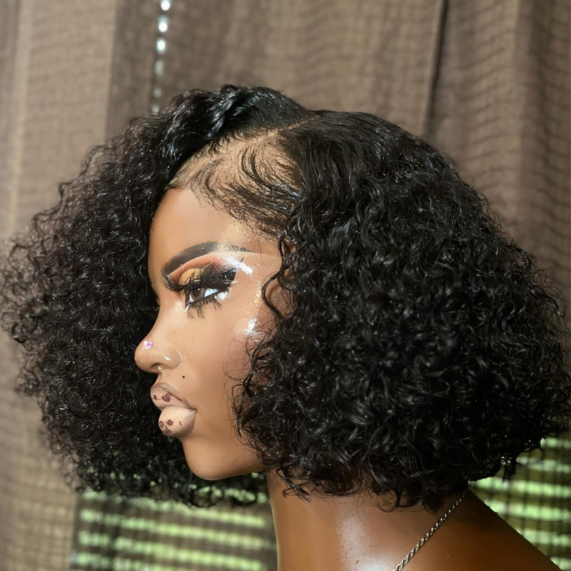 Short Bob Kinky Curly Wig 13x4 Lace Front Human Hair Wigs