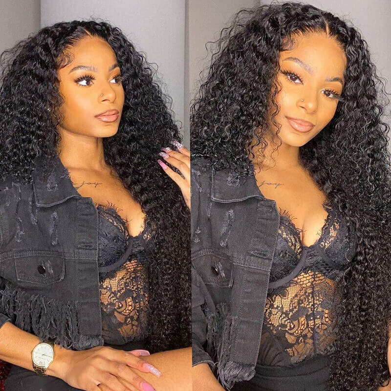 13x4 HD Transparent Kinky Curly Wig 200% 250% Wet And Wavy Lace Front Human Hair Wigs