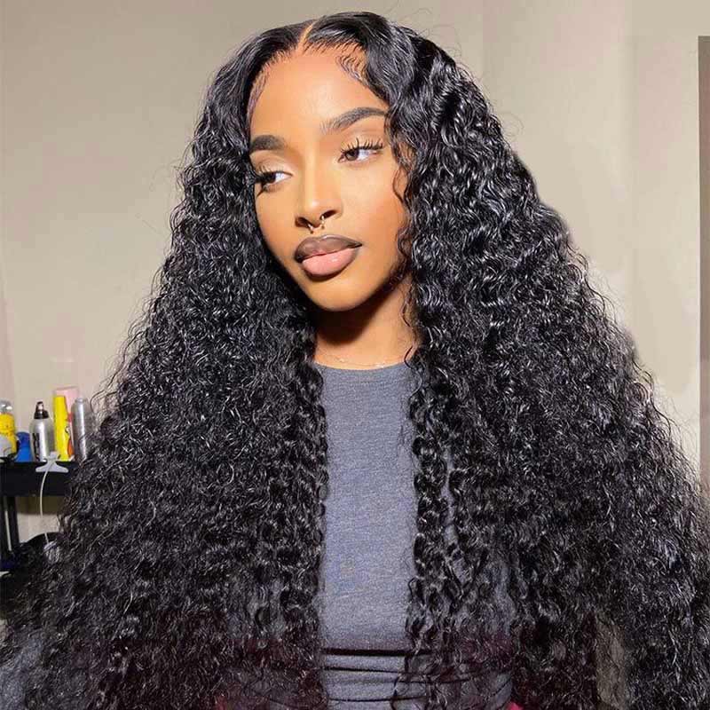 4x4 13x4 Deep Wave Lace Front Wig Curly HD Transparent Human Hair Lace Frontal Wigs
